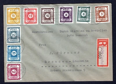 GERMANY SOVIET OCCUPATION ZONE EASTERN SAXONY MICHEL 42-50 SUPERB USED ON COVER - Image 1 of 2
