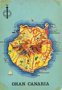 Postcard Spain Gran Canaria Map - Picture 1 of 2
