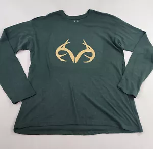 Realtree T-Shirt Erwachsene XL Langärmlig Rundhals Hörner Aufdruck Grün Herren - Bild 1 von 9