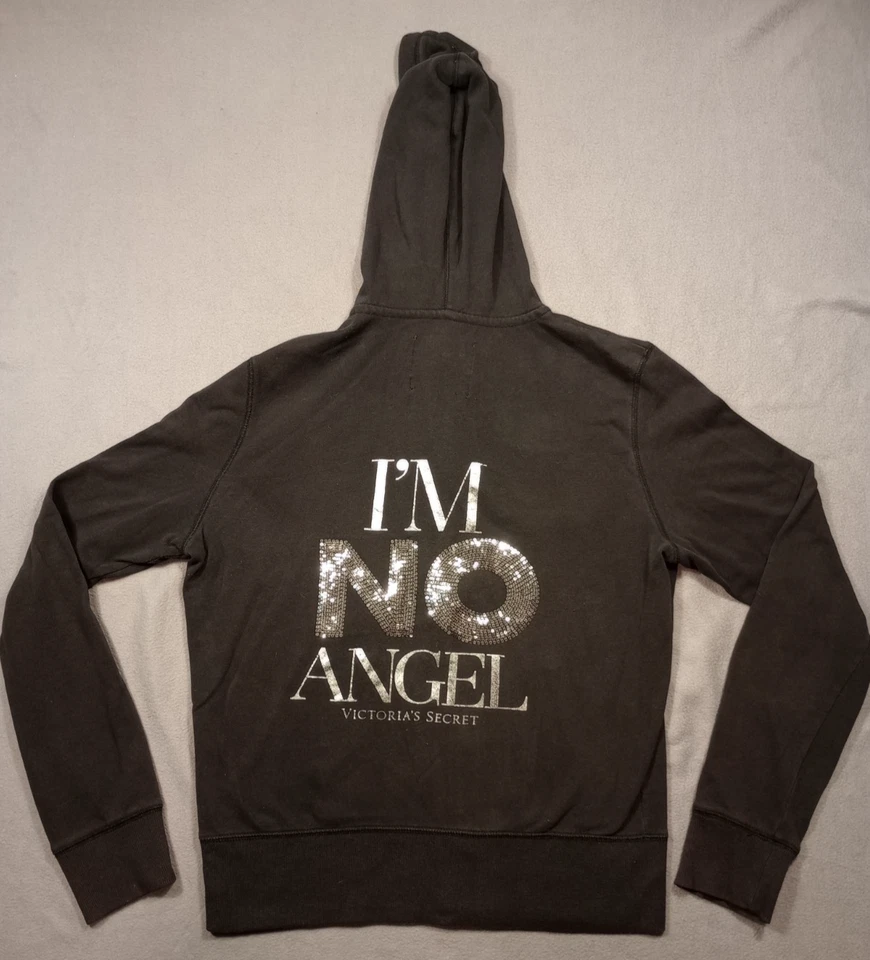 Chaqueta Victoria’s Secret para mujer negra cremallera completa I'm No Angel Bling Wing cremallera Foto 1 de 4