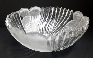 Mikasa Crystal Bowl Satin Frosted Floral Swirl & Clear Sawtooth Ribs 8.5" x 4" - Picture 1 of 7