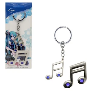 Vocaloid - Notes 2" Pin & Keychain 2 Pcs. Set NEW Miku Hatsune Charm Pendant - Picture 1 of 3