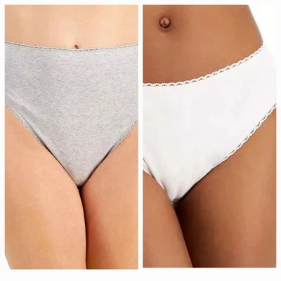 Paquete de 2 calzoncillos Charter Club para mujer corte alto de algodón con ribete de encaje XXL Core Panty  Foto 1 de 4