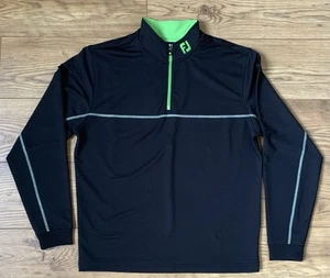 FOOTJOY WEATHERPROOF 1/4 ZIP GOLF TOP MENS LARGE BLACK GREEN EXCELLENT - Picture 1 of 3
