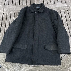 VTG Polo Ralph Lauren Wool Overcoat, Xl, Quilted Liner Classic Preppy Dark Grey - Picture 1 of 8