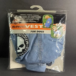 2001 Harley Davidson Dog Denim Jacket Vest Size Large - Picture 1 of 5