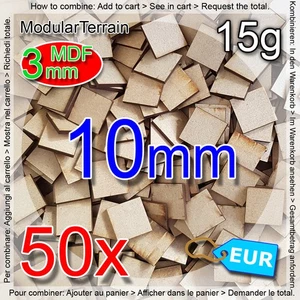50x 3mm MDF 10mm 10x10mm Square Base Socle Carré Warhammer 40k Age Of Sigmar - Bild 1 von 5