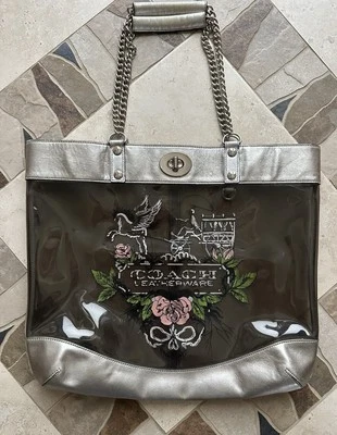 COACH TATTOO CLEAR PVC TOTE MODIFIED STRAPS 13662 - Image 1 of 4