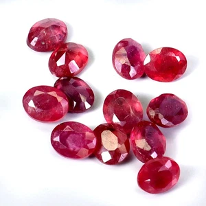 Oval Natural Heated Blood Red Ruby Madagascar Lot 12pcs 4.04ct 4x3mm Gemstone - Picture 1 of 14