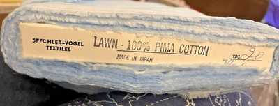 Spechler Vogel 100% Pima Cotton LAWN Heirloom Sewing Lt Blue  BTHY from the Bolt - Image 1 of 4