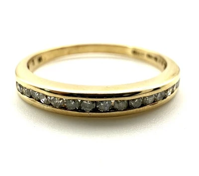 9ct Gold 0.15ct Diamond Wedding Ring 9K Gold Channel-Set Diamond Wedding Band - Image 1 of 4