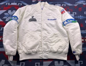 Vintage Seattle Seahawks USA Made Pro Line Starter Satin Jacket White Rare Gr. XL - Bild 1 von 21