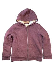 Old Navy Kid Boys Cozy Sherpa-Lined Zip Hoodie Jacket Wine Stain Size Medium - Picture 1 of 1