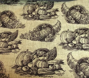 Cornucopia Fabric Fall Cotton Print Harvest Pumpkin Springs Creative OOP 1.5 Yds - Picture 1 of 11