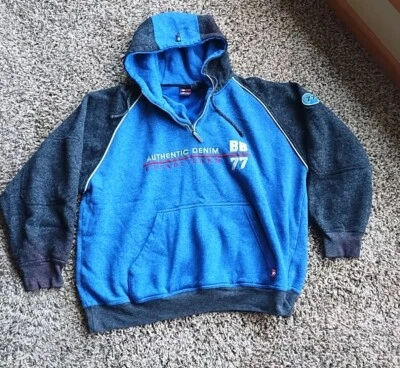 De Colección Bugle Boy Jean Para Hombre Azul Auténtico Denim Mezcla de Algodón Sudadera con Capucha Grande 1/4 Cremallera Foto 1 de 4