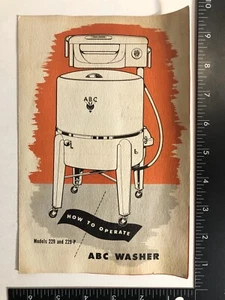 ABC Washer Manual Model 229 / P Company Peoria, ILL Vintage Book - Imagen 1 de 5