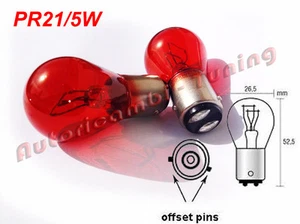 COPPIA LAMPADINE PHILIPS 12V ROSSA PR 5/21W STOP E POSIZIONE FORD BAW15d 12495CP - Picture 1 of 1