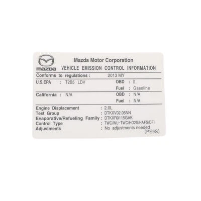 NEW OEM Mazda 2013 Mazda3 Vehicle Emission Control Information Label PE9S-69-036 - Изображение 1 из 3