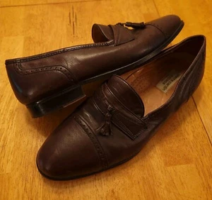 Pierre Cardin Espace Shoes Mens 10.5 Made In Italy Leather Tassled Loafers Brown - Picture 1 of 24