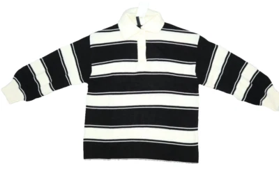 Suéter Pullover H&M Dividido Grueso Rayas Manga Larga Azul Marino Blanco Para Hombres S Foto 1 de 4