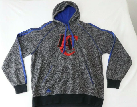 Adidas Los Angeles Clippers Sweater Men Medium Gray Pullover Hooded Cover