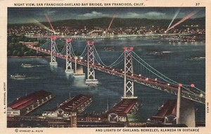 SAN FRANCISCO OAKLAND BAY BRIDGE AT NIGHT SAN FRANCISCO CA POSTAL 022124 T - Imagen 1 de 2