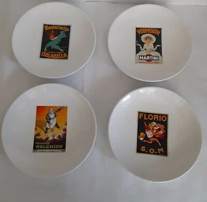 Pottery Barn Plates "Vintage Cocktail" 4pc Iconic Graphics, Retro Inspired - Picture 1 of 8