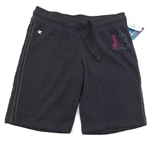Champion Women's Black Retro Campus Shorts Logo Stretch Embroidered - Size Small - Picture 1 of 10