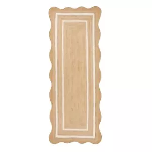 Natural Jute Scalloped Area Runner Rug for Hallway Carpet Floor Mat for Livin... - Picture 1 of 4