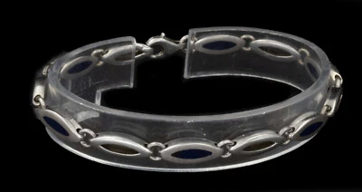 925/- Silberarmband mit Lapislazuli, 19 cm lang ⭐⭐⭐⭐⭐ - Bild 1 von 2