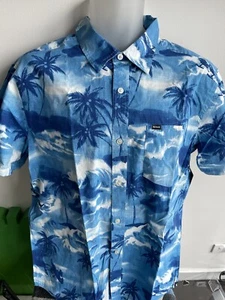 Hurley Hawaiihemd - Herren Large - Blue Surf Palm Trees - Long Sold Out Rare - Bild 1 von 10