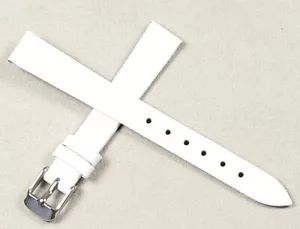 WHITE WATCH STRAP SMOOTH FINISH LEATHER 12MM 14MM 16MM 18MM 20MM 22MM WIPE CLEAN - Picture 1 of 5