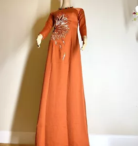 Ao Dai Vietnamese Embroidered Lua Tay Thy Long Dress with Matching Pants #02128 - Picture 1 of 3
