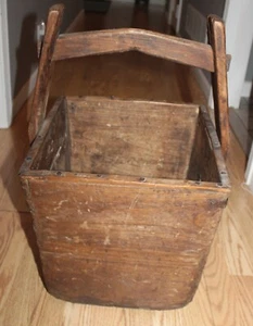 PRIMITIVER CHINESISCHER REIS HOLZ MESSEN SAMMELN GRIFF 24" EIMER - Bild 1 von 10