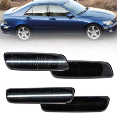 4x Smoked White LED Front Rear Bumper Side Marker Lights For 2001-05 Lexus IS300 - Image 1 of 4