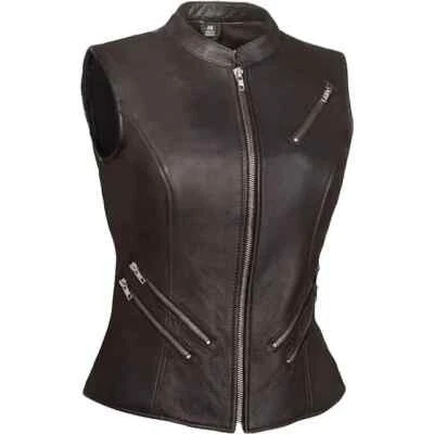 First Mfg Co - Fairmont - Women's Motorcycle Biker Riding Black Leather Vest S - Image 1 of 3
