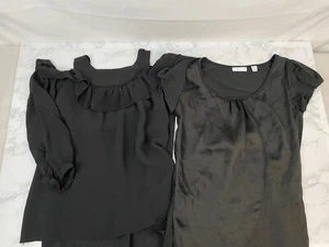 New York and Company Maeve Short Sleeve Blouses Womens XS Lot of 2 Black Tops X - Picture 1 of 9