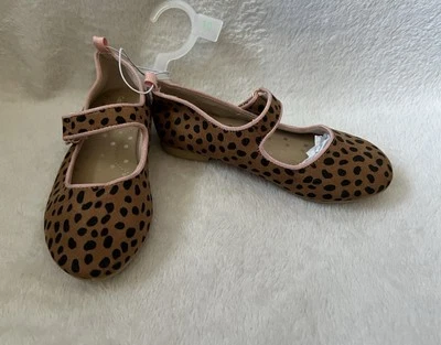 Zapatos planos Cat & Jack Addy niñas pequeñas talla 10 Mary Jane marrón leopardo *defecto Foto 1 de 4