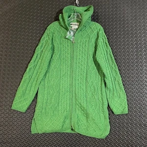 Suéter con Capucha Aran Crafts Ireland Tejido con Cable Pescado Lana Pescador Cremallera Completa XS - Imagen 1 de 10