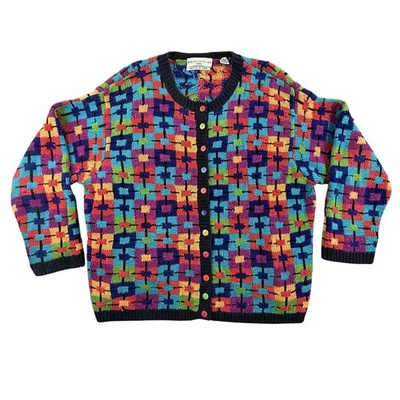 Vintage Marisa Christina Cardigan Womens 2X Multicolor Knit Button Sweater 90s - Image 1 of 4