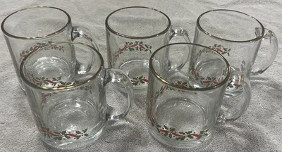 Винтажная праздничная стеклянная кружка с золотой отделкой с якорем и лентами комплект 5 - Изображение 1 из 4