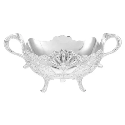  Metall-Obstkorb, silberne Obstschale für Küchentheke, Obsthalter, Ständer, - Bild 1 von 4