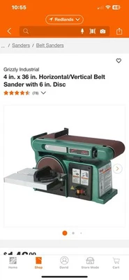 Grizzly Industrial 4英寸 x 36 英寸 水平/垂直皮带砂光机带 6 英寸 光盘 — 第 1/3 张图片