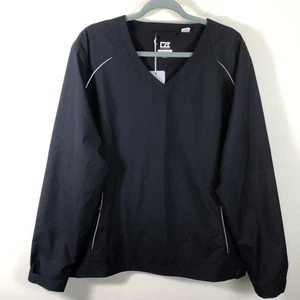 Cutter & Buck CB Weathertec V Neck Windbreaker Pullover Golf Jacket Sz L Navy - Picture 1 of 14