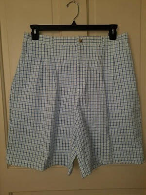 MOUNTAIN LAKE 100% COTTON SIZE 16 BLUE SEERSUCKER SHORTS/ BERMUDAS.  Z21 - Image 1 of 4
