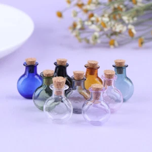 2Pcs Mini Glass Bottles Wishing Bottle with Corks Tiny Jars Vials Storage Bot WE - Picture 1 of 21