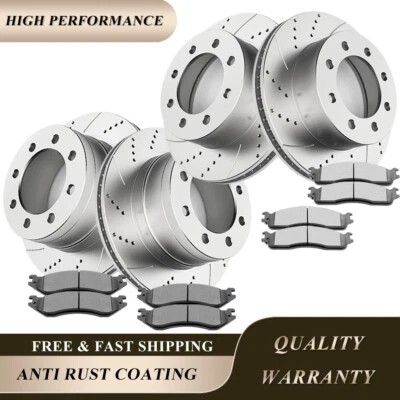 Rotores perforados delanteros y traseros + pastillas de freno de cerámica para Dodge Ram 1500 2500 3500 Foto 1 de 4