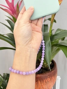 Bracelet de téléphone en perles de cristal d'améthyste violette, bracelet violet - Photo 1 sur 1
