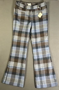 Brand New LL Bean Tartan Plaid Wool Flare Bootcut Pants Women's Size 8 Blue Gray - Bild 1 von 12