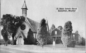 Queenstown Maryland Postcard St Peters Catholic Church Black White MD Religious - Picture 1 of 7